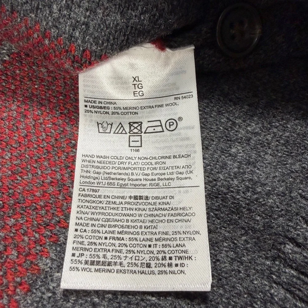 Banana Republic Merino Wool Blend Shawl Collar‎ Striped Knit Sweater Mens XL